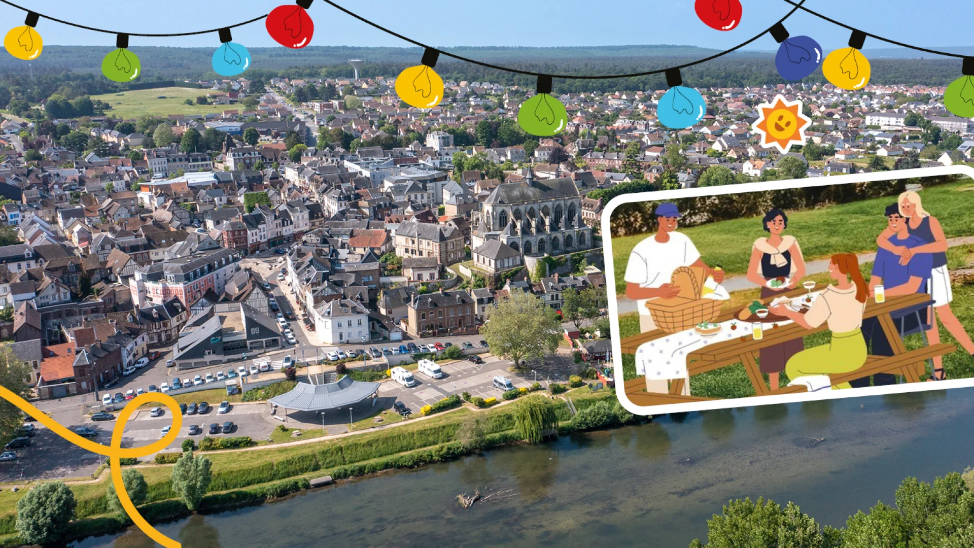 Un Ete Sur Berges Vignette Pour Invitation